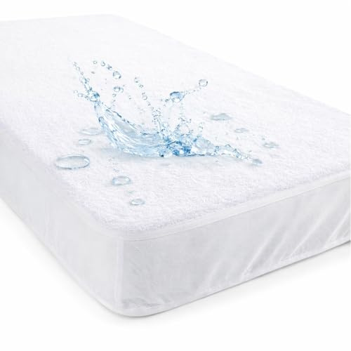 Protector Colchon 150x200 Impermeable Rizo, Banda elástica perimetral 360°, para Colchon de hasta 25 cm de Altura, Ajuste Firme, Lava a máquina,100% Poliéster