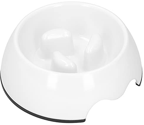 Bol à Croquettes pour Animaux, Gamelle Anti Glouton en Mélamine Blanche - Design Sécurisé Trois Compartiments, Fond Antidérapant, Idéal pour Chiens et Chats (Blanche)