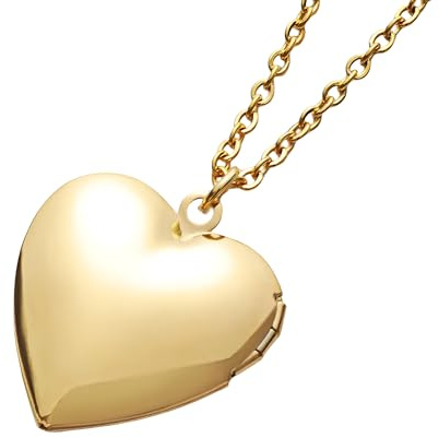 Collar con medallón de corazón de plata de ley 925 para mujer, colgante con forma de foto, imagen que contiene imágenes