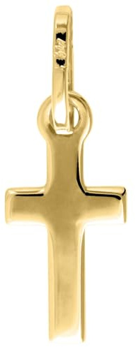 My Gold Colgante infantil de cruz de oro 750 (sin cadena), oro amarillo auténtico (18 quilates), pequeño 17 mm x 6 mm, mini niña y niño Rapallo, Sehr Klein, Oro amarillo, No es una piedra preciosa
