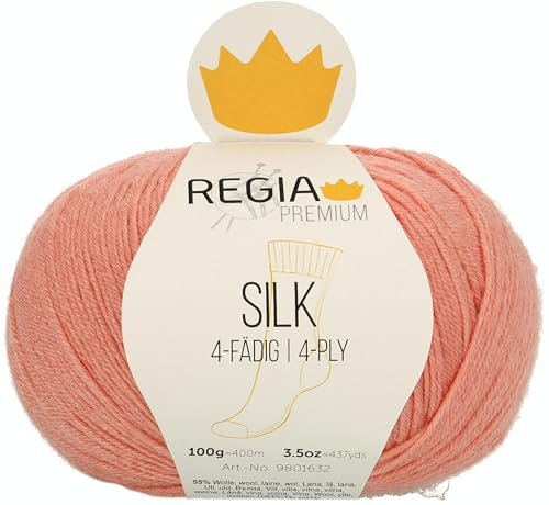 REGIA Premium Silk 9801632-00032 apricot Handstrickgarn, Sockengarn, 100g Knäuel