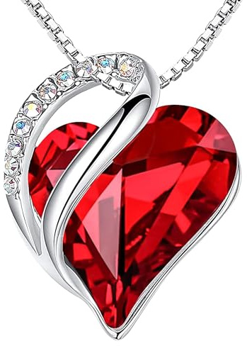 Leafael Infinito Amore Cuore Collana Argento, Pietra di nascita collana donna con cristalli curativi, Senza allergie Gioielli Regalo Donna, ciondoli per collane con scatola regalo inclusa