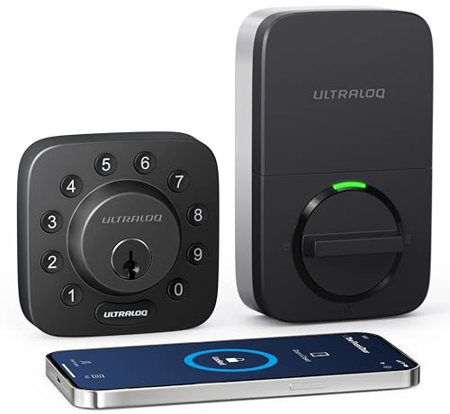 ULTRALOQ U-Bolt Smart Lock, 5-in-1 Keyless Entry Door Lock with App Control, Keypad Deadbolt, Auto Unlock, Auto Lock, Smart Door Lock, Smart Locks for Front Door, ANSI Grade 1, Black