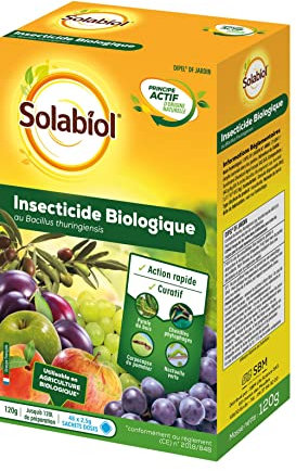 Insecticide biologique Solabiol | Action sur les chenilles | pyrale du buis | Pratique : 48 sachets pré-dosés | 48 x 2,5g | Action rapide : de 1 à 3 jours | Utilisable Agriculture Biologique