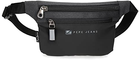 Pepe Jeans Jarvis Riñonera Plana Negro 25x15x2,5 cms Poliéster con detalles en Piel Sintética