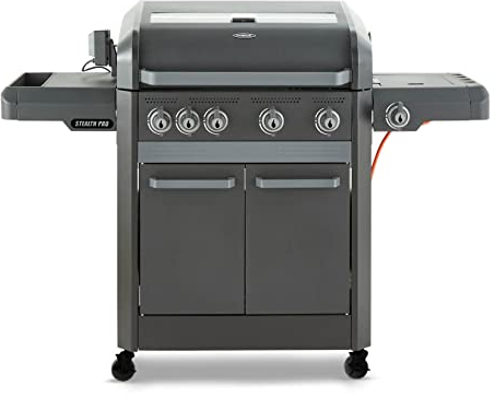 Tower T978526 Stealth Pro 6 Burner 4+2 Gas BBQ with Rotisserie Kit, Including Side Burner, Back Burner, Built-in Thermometer, and Weatherproof Cover, Black