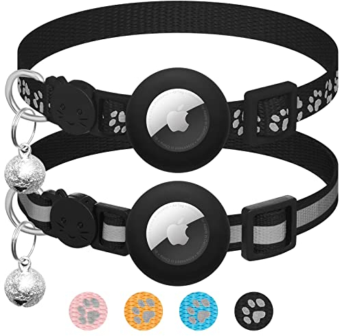 2er Pack kompatibel mit Airtag Katzenhalsband mit Glocke,Reflektierend GPS Tracker Katze kompatibel mit Apple Airtag Hülle,Personalisiert kompatibel mit Airtag Halsband Katze mit Sicherheitsverschluss