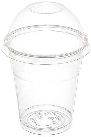 DOT Horeca Solutions Bicchieri PET con Coperchio Cupola 200 ML, 50 Pezzi