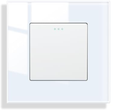 JIMEIDA Inbyggd ljusbrytare vit, enkelvägs, ljusbrytare av glas, väggbrytare, glasklaffbrytare, 86 x 86 mm, 10 ampere, 250 V