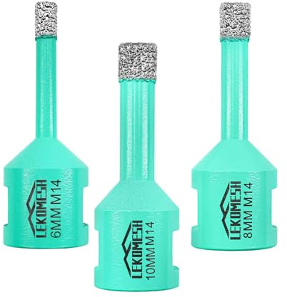LEKOMESH Punte Diamantate Gres Porcellanato - 3pc 6/8/10MM Fresa Diamantata Punte per Gres Porcellanato Ceramica Marmo Granito Pietra Quarzo, Filettatura M14