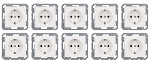 10x Jung A1520KIWW SCHUKO Steckdose mit Berührungsschutz Alpinweiß Serie A