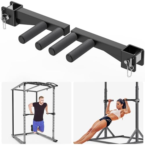 Lifeswell Dip Bar Attachment for 2 x 2 Power Rack, Non-Slip Wide & Narrow Grip Handles, 500 lbs Capacity, Squat Rack Attachment for Dips, Inverted Rows, Push-Ups