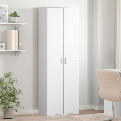 IKAYAA Armario Multiusos 2 Puertas: Escobero, Limpieza y Almacenaje, Hogar, Madera de Ingeniería, 60x35x180 cm Blanco