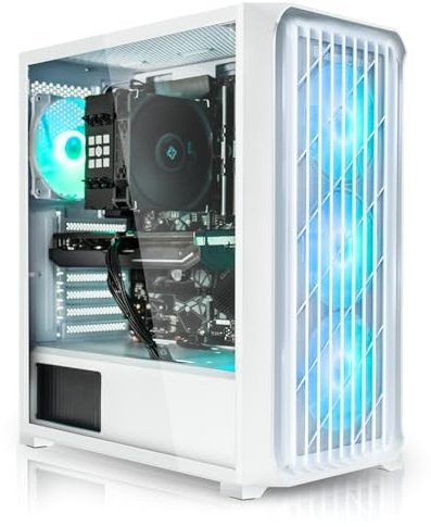 SYSTEMTREFF Basic Gaming PC weiß AMD Ryzen 5 5600 6x4.4GHz | Nvidia RTX 3050 6GB DX12 | 1TB M.2 NVMe | 16GB DDR4 RAM | WLAN Desktop Computer Rechner für Gamer, Zocker