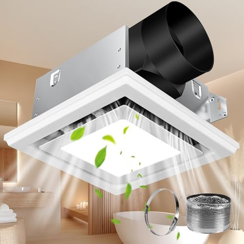 Gaciban Bathroom Exhaust Fan with Light, 110 CFM Bath Ventilation Fans with 1200lm LED Light 3CCT Selectable, Quiet 1.0 Sone Ceiling Mount Vent Fan Light Combo for Home/Bath/Offic/Warehouse