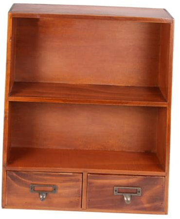 Garneck Retro Holz Bücherregal Lagerung Schrank Gitter Ornament Für Wohnzimmer Tv Hintergrund