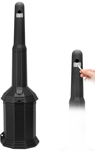 FWTI DEAL Cigarette Receptacle, Free Standing Outdoor Ashtray with Waste Storage Bucket - Black