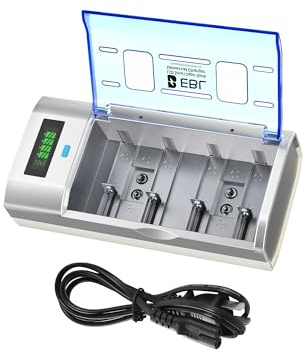 EBL Universal Smart Battery Charger with Discharge Function – Multi-Bay Rapid Charger for C D AA AAA 9V Ni-MH Ni-CD Batteries, LCD Display