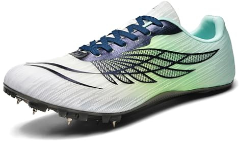 Dwihuize Zapatillas De Atletismo para Hombre Y Mujer con 8 Clavos Ligeras Transpirables De Malla para Carreras De Velocidad Y Saltos,Azul,42 EU