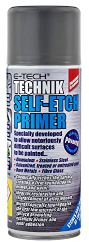 E-TECH Technik Self-Etch Primer (Allows difficult motorbike & car surfaces such as metals, glass, steel trims, aluminium, engine, alloy wheels etc to be painted)