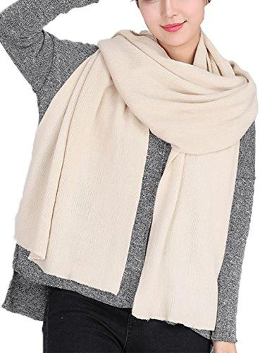 Wander Agio Women's Warm Long Shawl Winter Scarfs Large Scarf Pure Color Beige