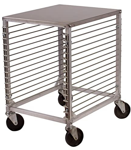 Winco 15-Tier Aluminum Sheet Pan Rack with Hard Top and Wire Slides