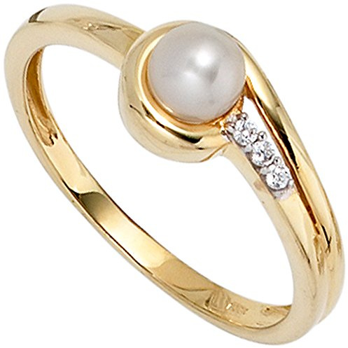 Jobo Damen-Ring aus 8 Karat 333 Gold mit Perle und Zirkonia Größe 50