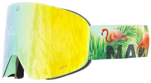 NAKED Optics Las Troop EVO Gafas de Esquí para Hombres, Gafas de Esquí para Mujeres, Gafas de Snowboard, Gafas de Esquí con Lentes Intercambiables (Troop EVO Flamingo)