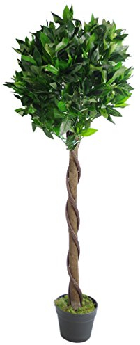 Leaf Design UK Artificial Bay Laurel Topiary Ball Tree, Green Twist, 120cm (4ft)
