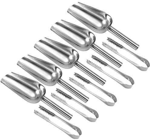 Set di 10 pinze e palette, 5 pinze per dolci e 5 palette per ghiaccio per raccogliere e mescolare, pinze da portata in metallo per biscotti, secchiello per il ghiaccio, cucina, feste di nozze e buffet