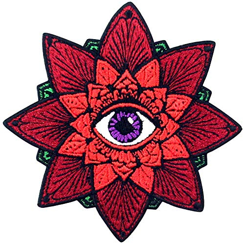 Aufnäher, bestickt, Design: Das aztekische Auge, zum Aufbügeln oder Aufnähen