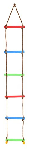Scala in maglia per bambini, scala da arrampicata per bambini, con 6 strisce colorate in plastica stabile, lunghezza 2 m, corda in polipropilene (polipropilene) Ø 12 mm, portata fino a 40 kg