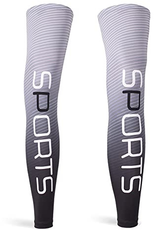 DETUCK Unisex cykel-benvärmare, sommarben varm sport kompression solskydd UV-skydd benärmar, SPORTS Grå lutande ränder, L