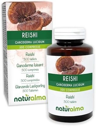 Lackticka eller Reishi (Ganoderma lucidum) svamp Naturalma - 150 g - 300 tabletter - Kosttillskott - Naturligt och Veganskt