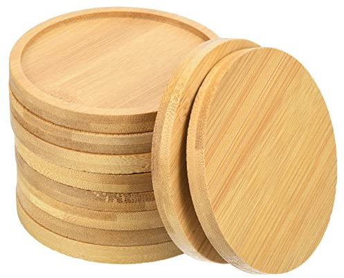 PATIKIL Plant Pot Saucer 3.7 Inch OD, 10 Pack Bamboo Round Flower Drip Tray for Home Indoor