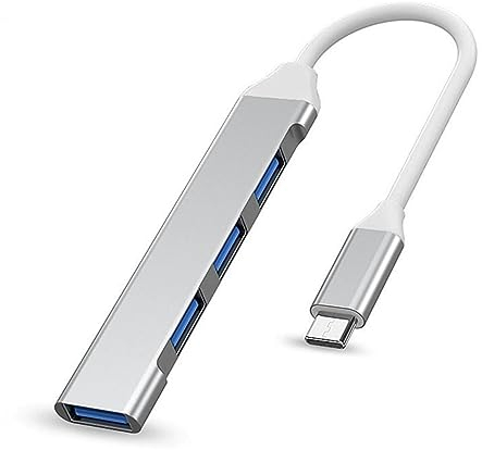 Hub USB C 3.0 USB Splitter Porta USB 4 in 1 con 1 porta USB 3.0 e 3 porte USB 2.0 Compatibile con MacBook Pro Windows Laptops e altri dispositivi con porte USB C-Argento