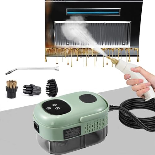 HDaspijh Nettoyeur Vapeur Haute Pression 2500 W, éCran Tactile + 6 Niveaux De Vapeur RéGlables, RéServoir d'eau 1100 ML, Nettoyeur Vapeur Portable pour Cuisine, Salle De Bain, Meubles, Voiture,E