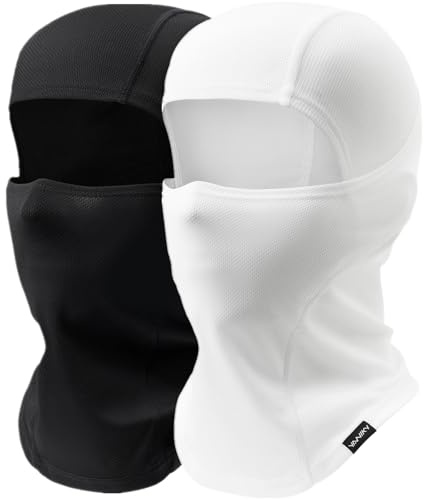 YANIKY Passamontagna traspirante, protezione UV, passamontagna, da uomo, da donna, per moto, bicicletta, ciclismo, sport all'aria aperta, Nero/Bianco, Taglia unica