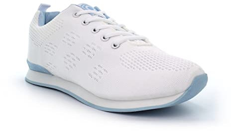Womens Bowling Shoes Womens Lawn Bowls Shoes Womens Bowling Trainers Lawn Bowls Trainers Ladies Bowling Shoes Lawn Bowling Shoes White/Blue (Large Fit Order 1 Size Small) 6 UK