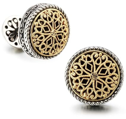 Gemelli da uomo, gemelli da uomo, gemelli per matrimonio, business, festa del papà, regalo per uomo, 18K placcato oro con lussuosa scatola regalo in legno