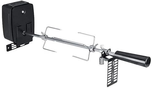 TkkMivcOC Juego de brochetas eléctricas para barbacoa, 106 cm, universal, acero inoxidable, con 2 agujas de carne, pincho con motor, velocidad 2-3 RPM, carga de 7 kg, para barbacoas de gas o carbón