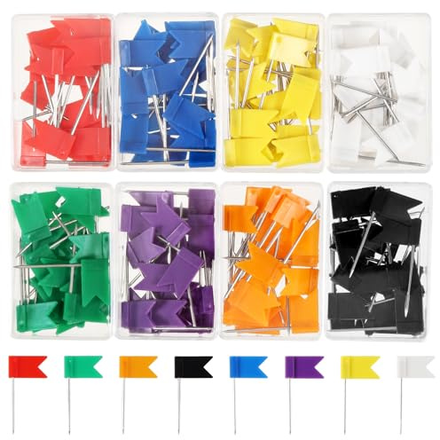 Coptiner 160 st färgade flaggor resekort push pins dekorativ ritning push pins med stålpunkt 8 blandade färger tumme häftklamrar för kork bulletin board bild hängande hemmakontor skola