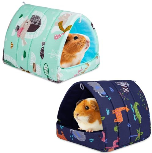 HOTUT Guinea Pig Bed,2pcs Cave Cozy Hamster Small Animal Beds Hideout,Warm Guinea Pig House,Washable Small Animal House Cage Accessories for Chinchillas,Hamsters,Dwarf Rabbits