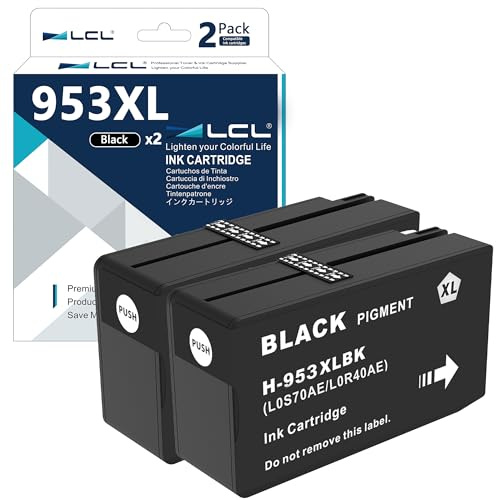 LCL kompatibel Tintenpatrone 953XL L0S70AE High Yield Kompatibel für HP Officejet Pro 7730 7740 8210 8218 8710 8715 8718 8719 8720 8725 8728 8730 8740 7720 8716 (Schwarz,2er-Pack)