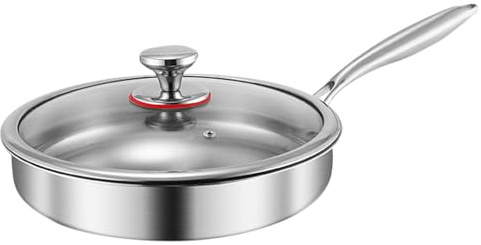 Pentola in lega di titanio con coperchio, robuste superfici antiaderenti, 20x22cm, padelle di frittura in titanio, Pan Pro martellato, comoda soluzione di stoccaggio, ristorazione per la casa