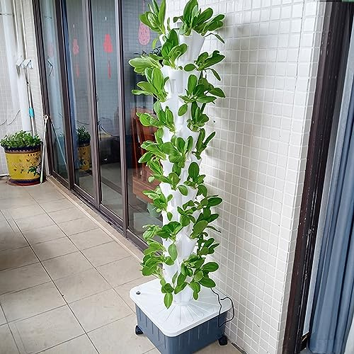 BCJMKDX Torre idroponica, Torre da Giardino idroponica, Sistema di Coltivazione Verticale, Kit idroponico for Giardinaggio Interno ed Esterno, lattuga Erbe aromatiche(White,10floors)