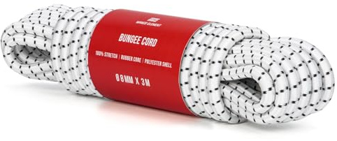 Manco Element Gummirep 8mm x 3m Expanderrep Elastisk Sladd Gummisnöre - Vit/Svart