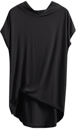 Femme Tee Shirt Coton à Manches Courtes Tshirt de Sport Été T Shirt à Capuche Long Vêtements Ample Vetement Chic Habit Ete Haut Décontracté Teeshirt Respirant Leger Tee-Shirt