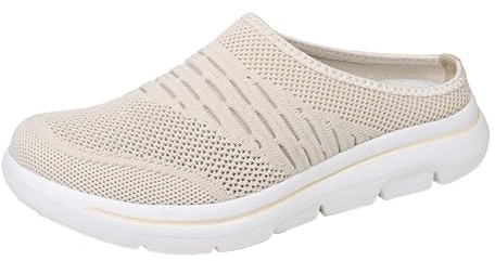 Generico Chanclas de mujer cerradas – Zapatos de mujer de verano Sandalias Punta Manta Empeine de malla Pantuflas Talón Abierto Suela Plana Slide Casual Ligeras Bailarinas Tiempo Libre Cómodas