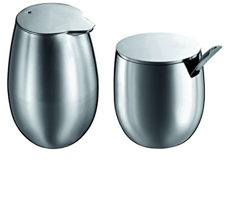 Bodum Columbia - Set de lechera y azucarero con cucharilla, Acero Inoxidable Mate